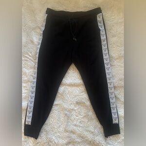 Vintage Guess Black with White Logo Line Stripe Sweatpants Size Medium